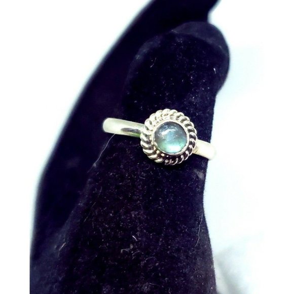 Blue labradorite crystal ring handmade sterling silver 925 size 7
